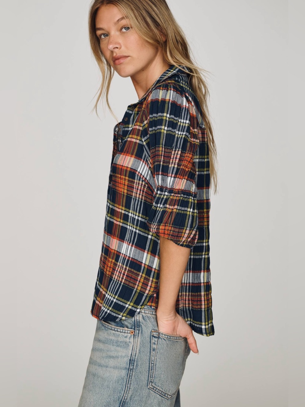 NWT Pilcro Tallulah Puff-Sleeve Buttondown Top - Picture 3 of 4